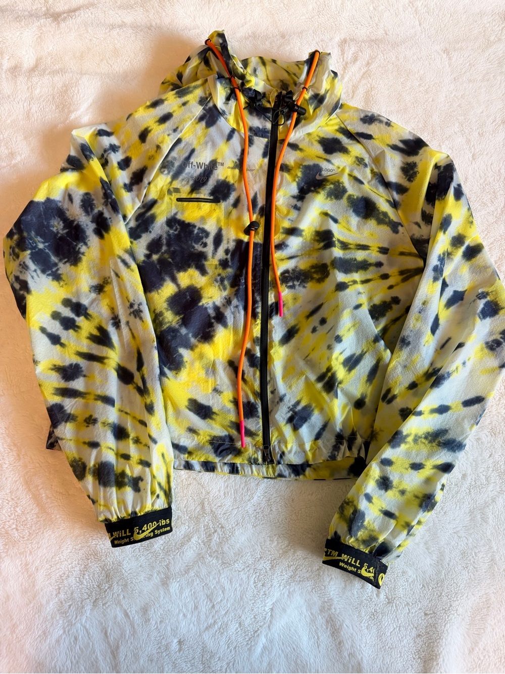 Off-White Tie-Dye Rain Jacket in Yellow & Black